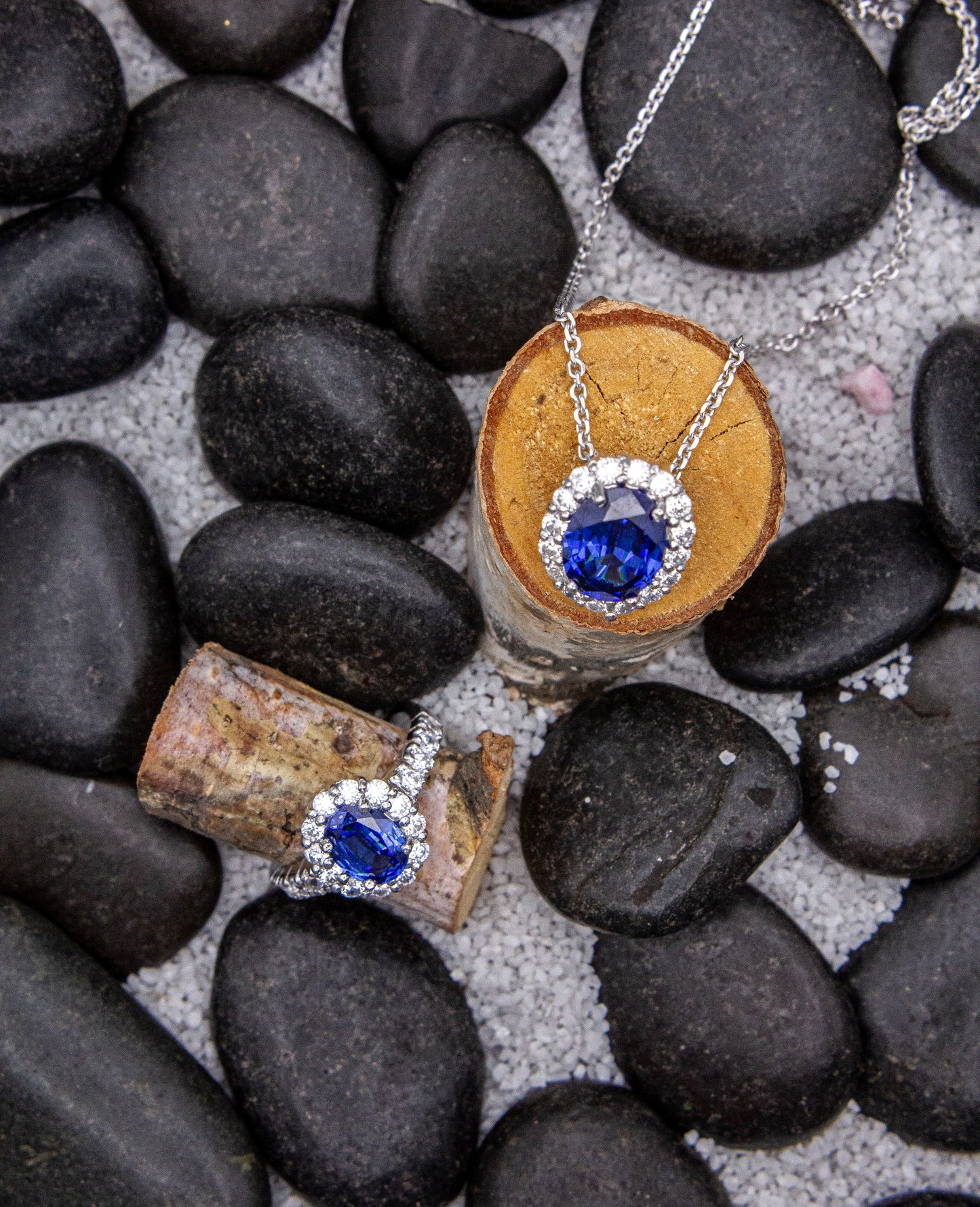 R3038-B-SA- Oval Sapphire CZ ring