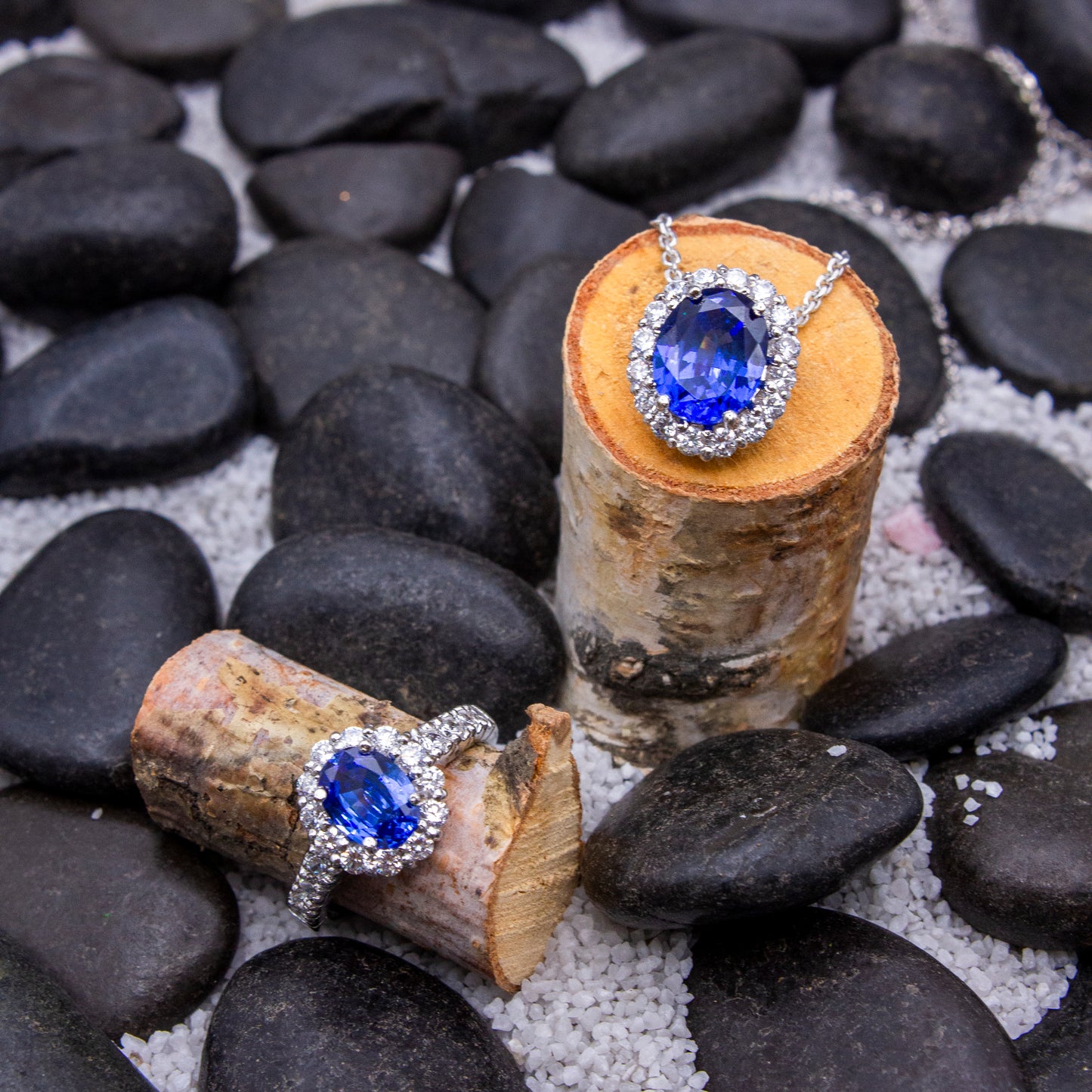 R3038-B-SA- Oval Sapphire CZ ring