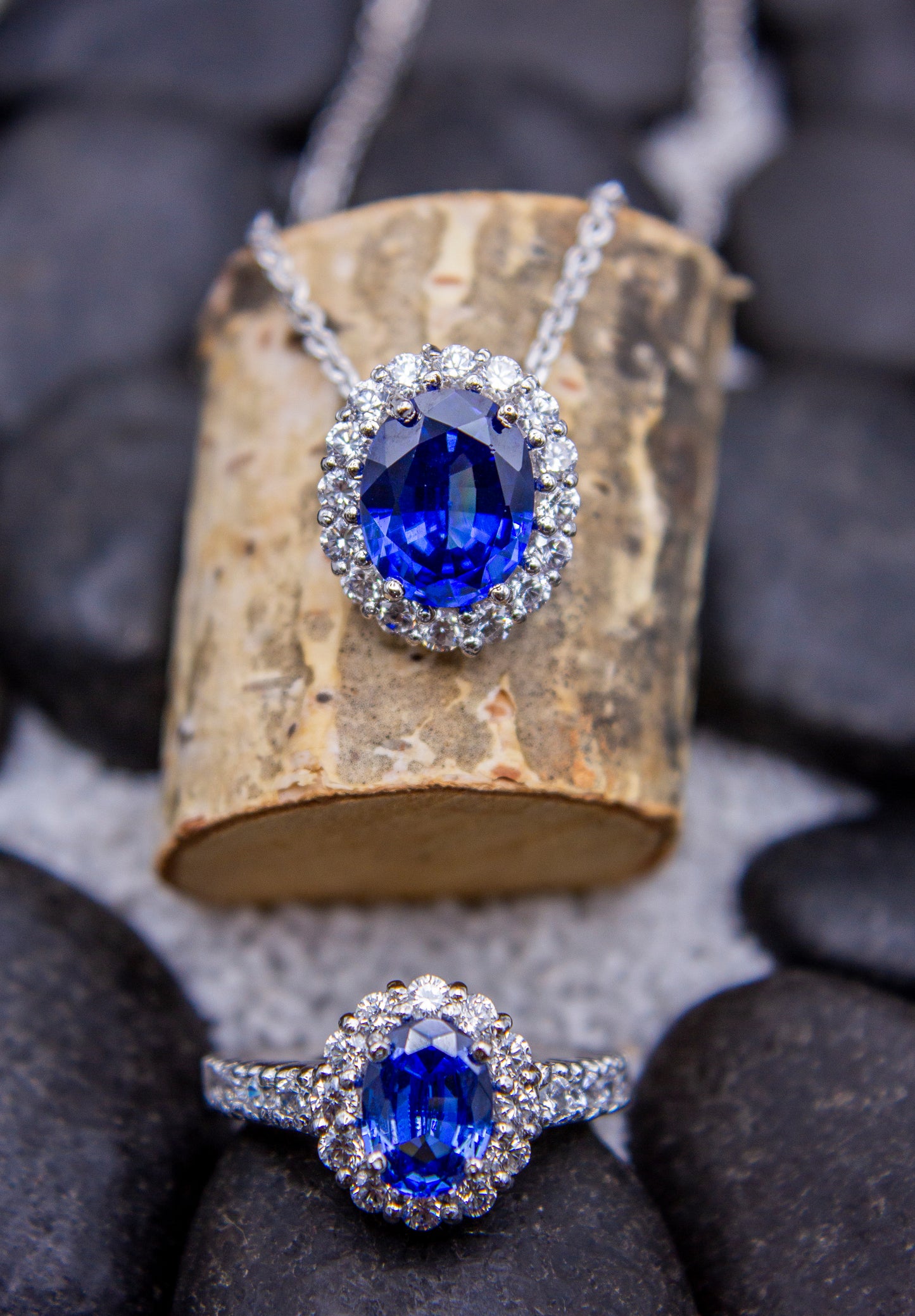 R3038-B-SA- Oval Sapphire CZ ring