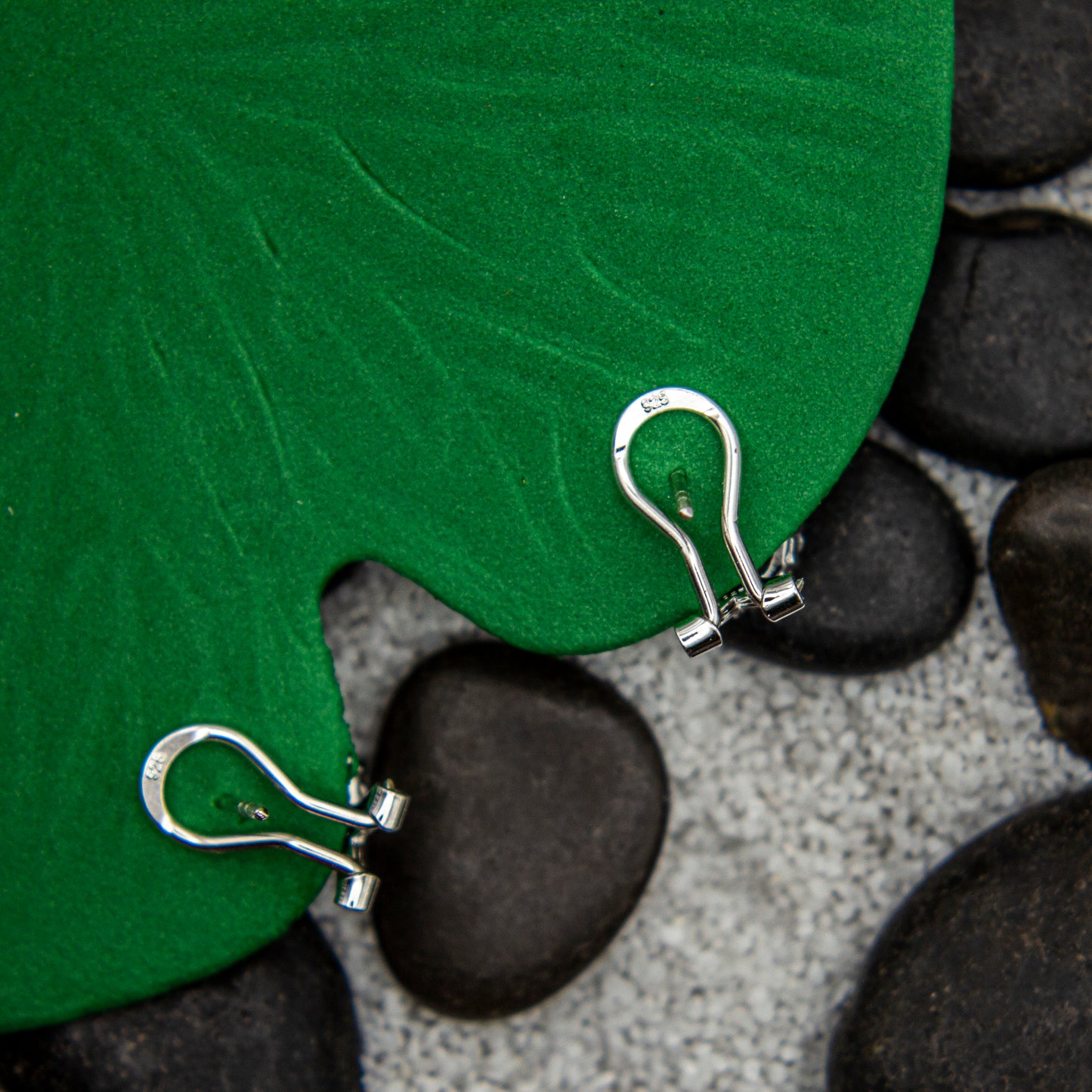 E6075EM- Emerald CZ Omega clip earrings
