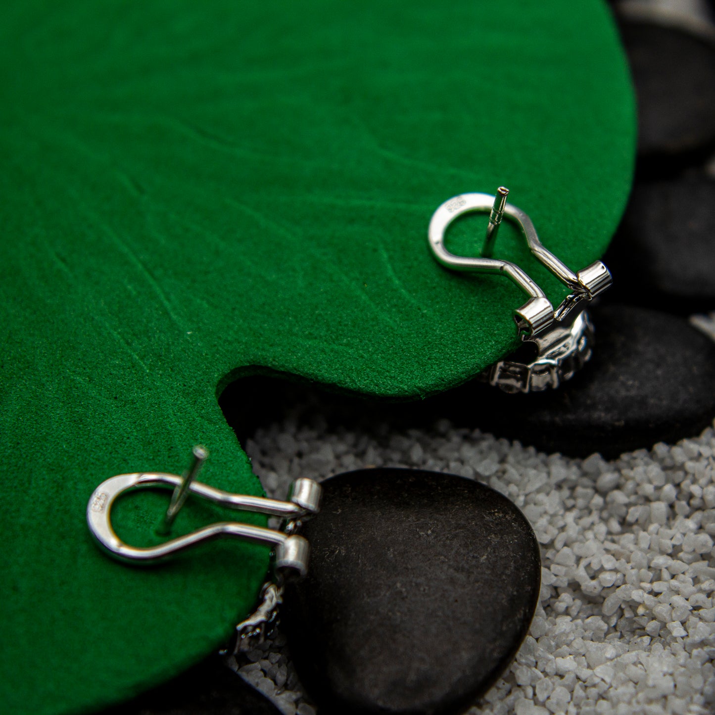 E6075EM- Emerald CZ Omega clip earrings