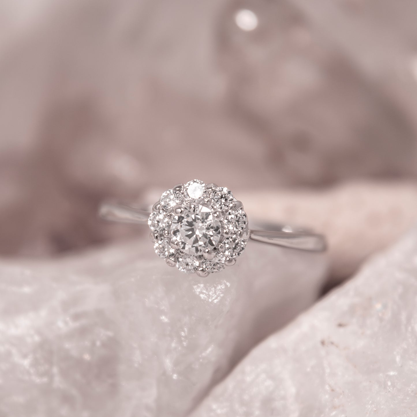 A828- Simple Halo CZ ring