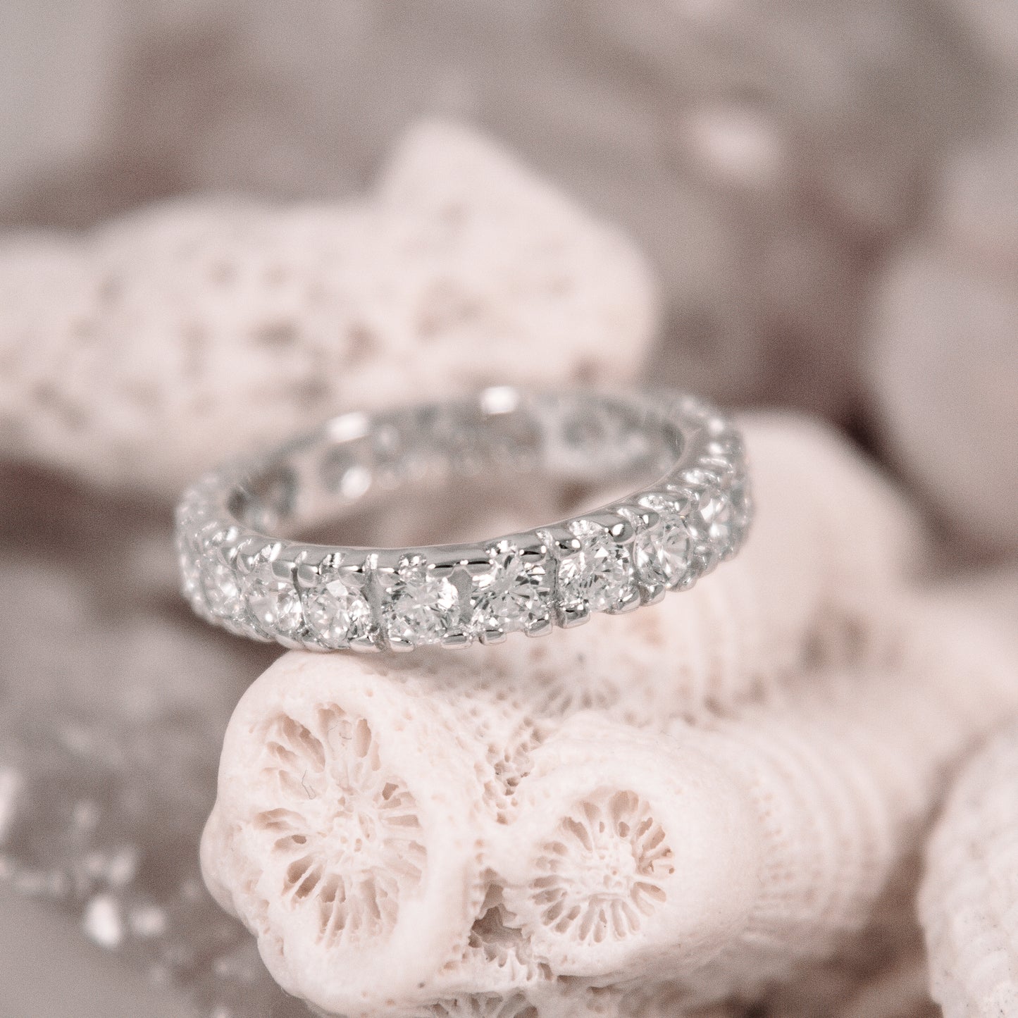 A0282- Sterling Silver Eternity Band with Cubic Zirconia