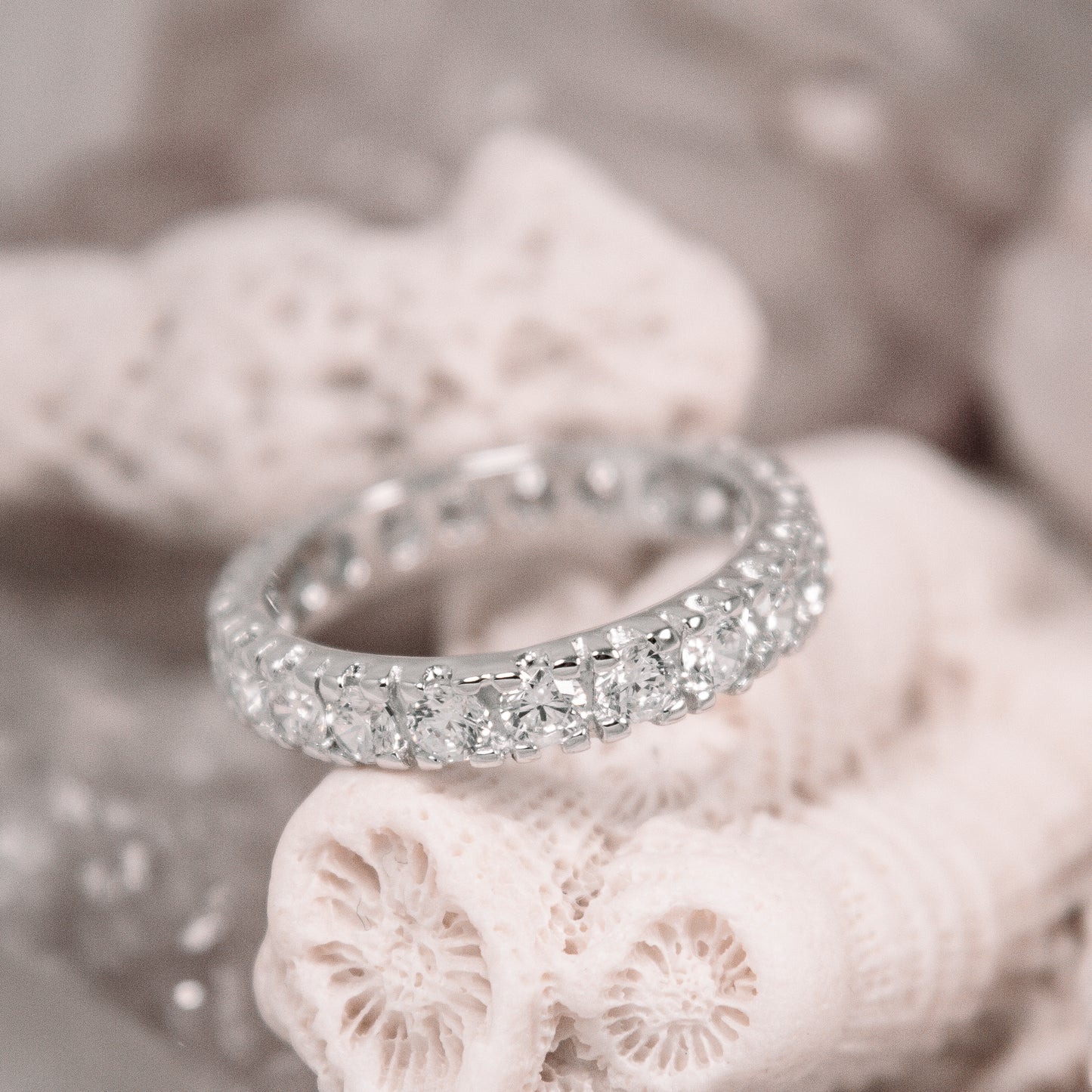 A0282- Sterling Silver Eternity Band with Cubic Zirconia