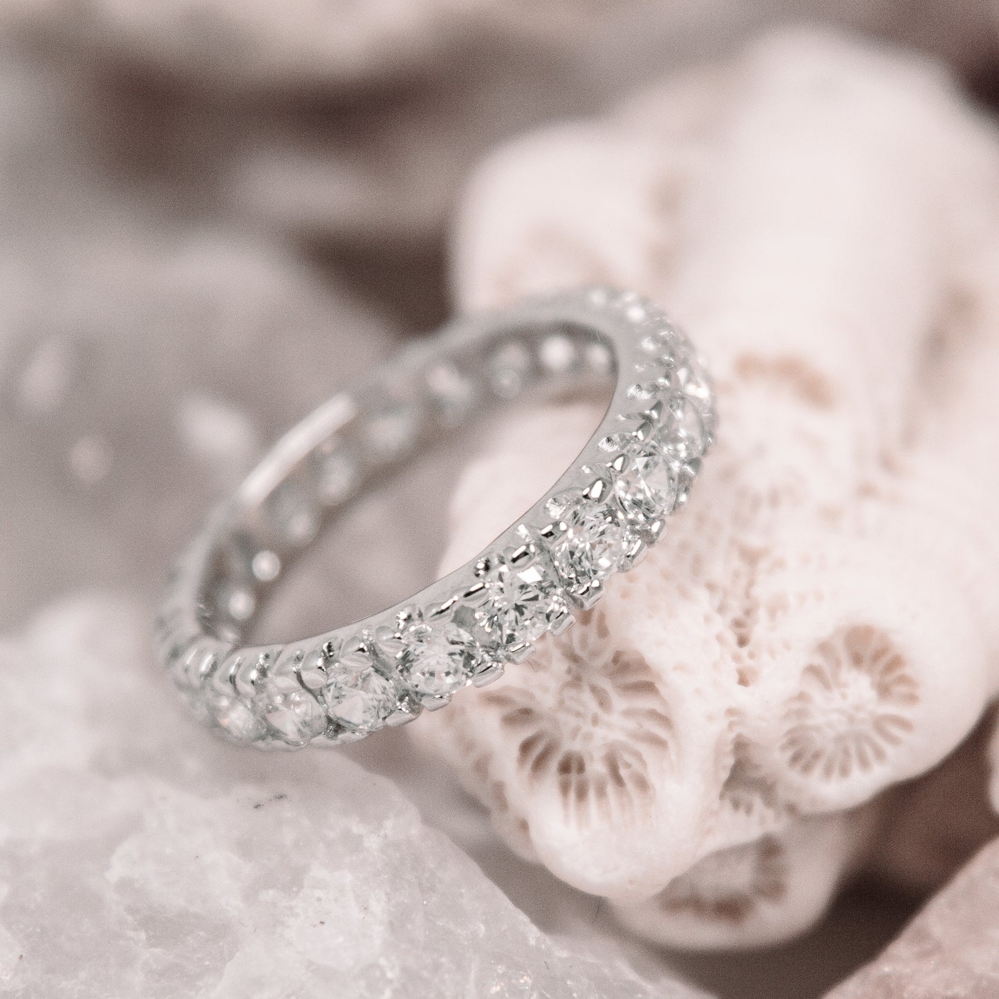 A0282- Sterling Silver Eternity Band with Cubic Zirconia