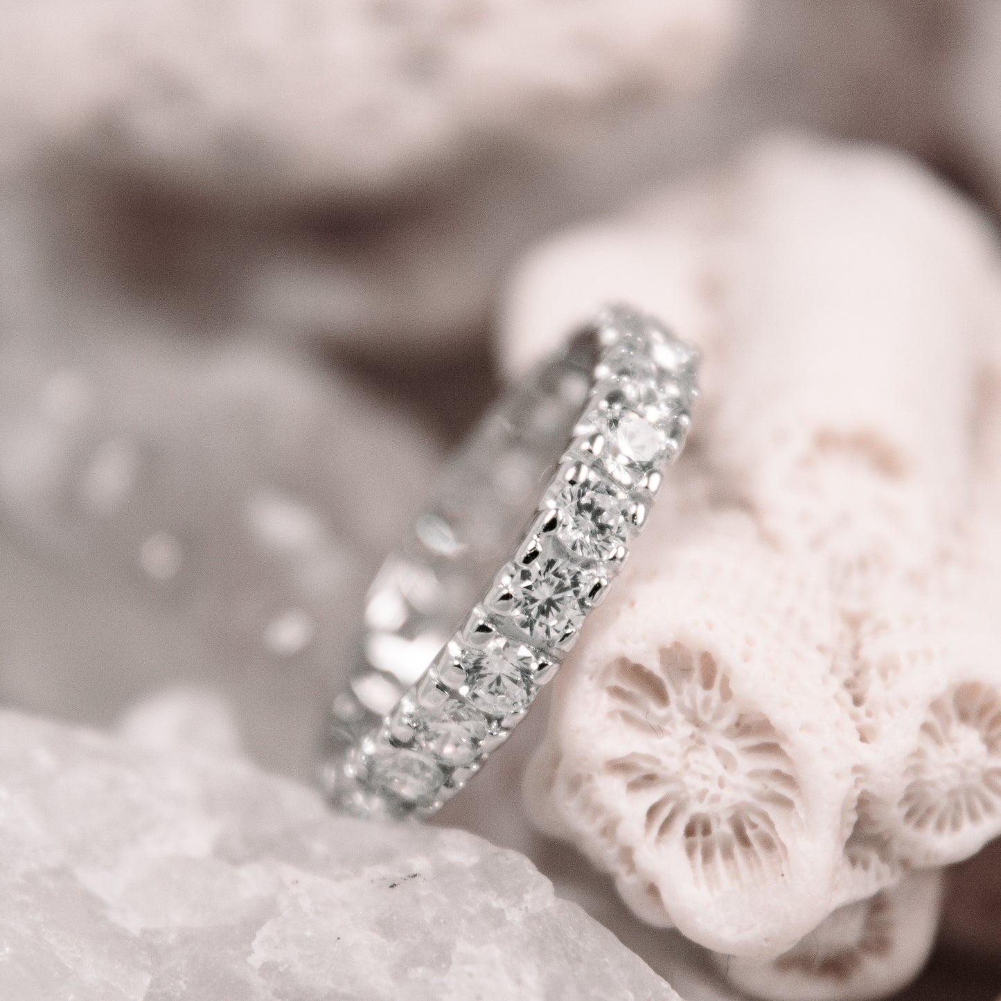 A0282- Sterling Silver Eternity Band with Cubic Zirconia