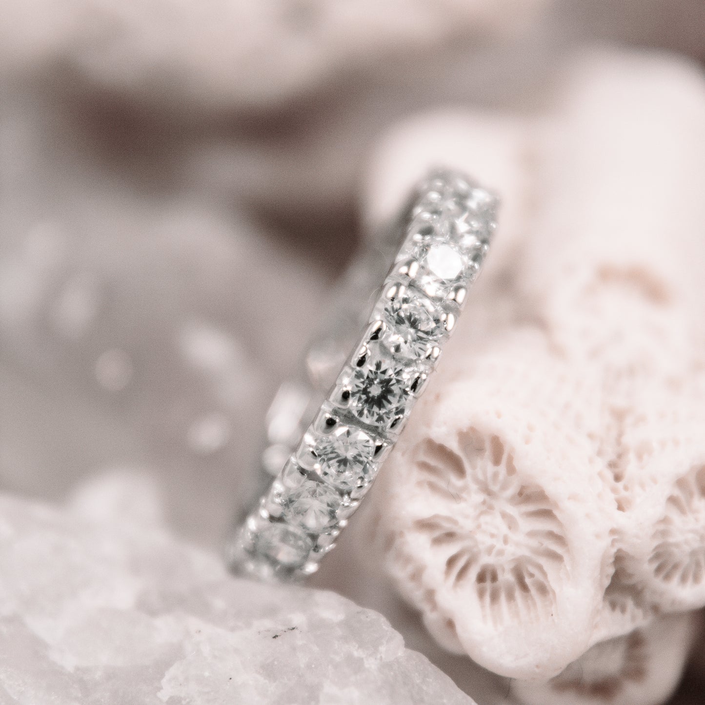 A0282- Sterling Silver Eternity Band with Cubic Zirconia