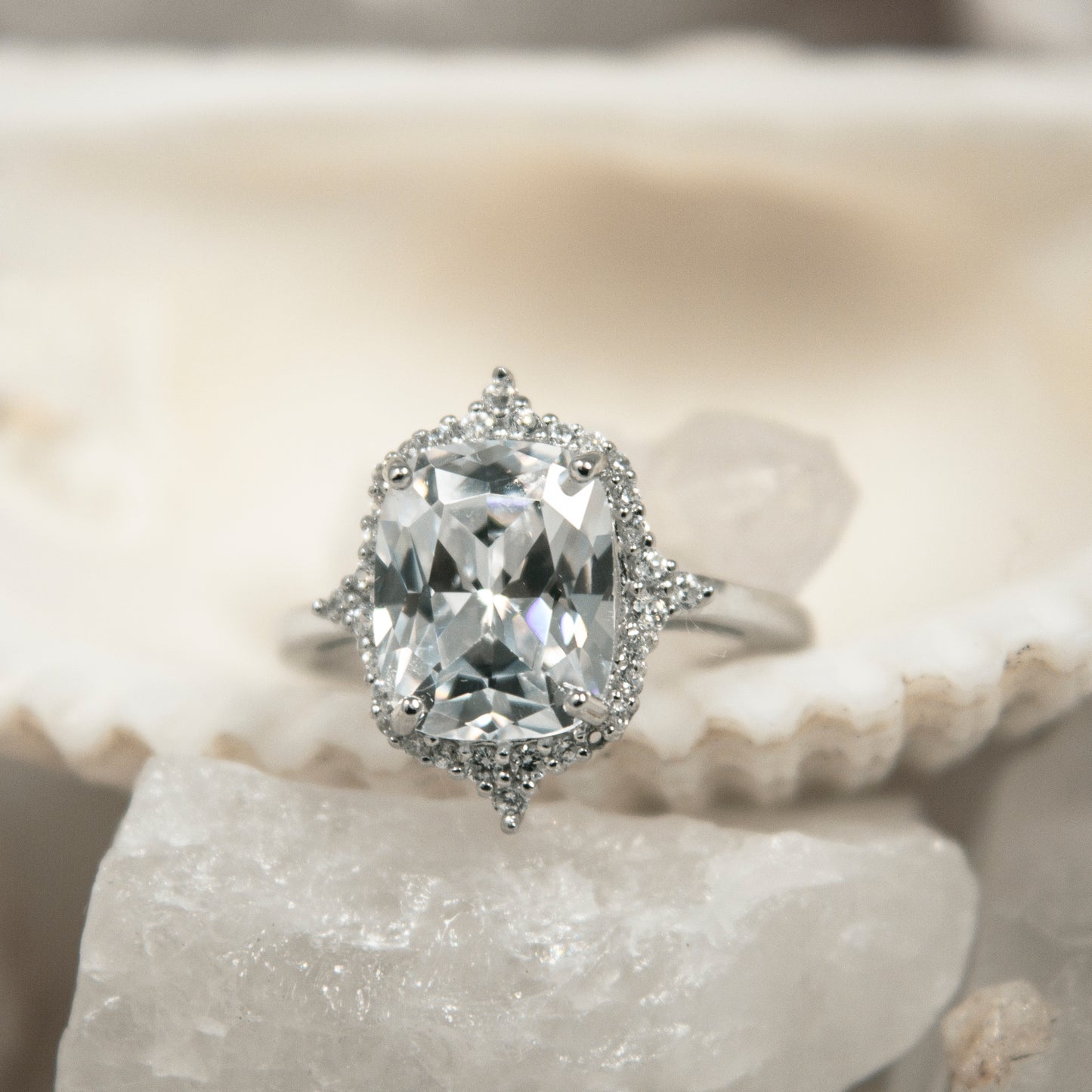 NR3603SP- Vintage cushion-cut CZ ring