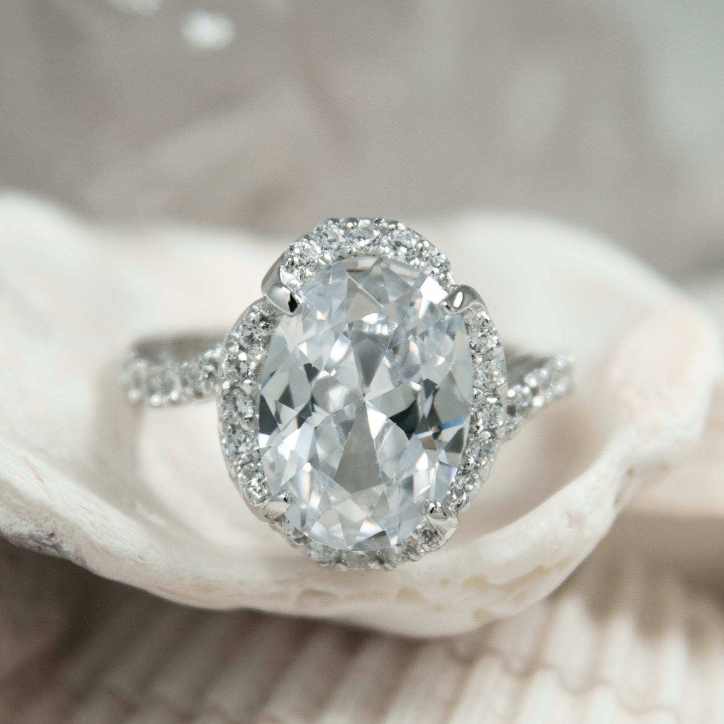 A0997- Modern Large clear AAA cubic zirconia ring