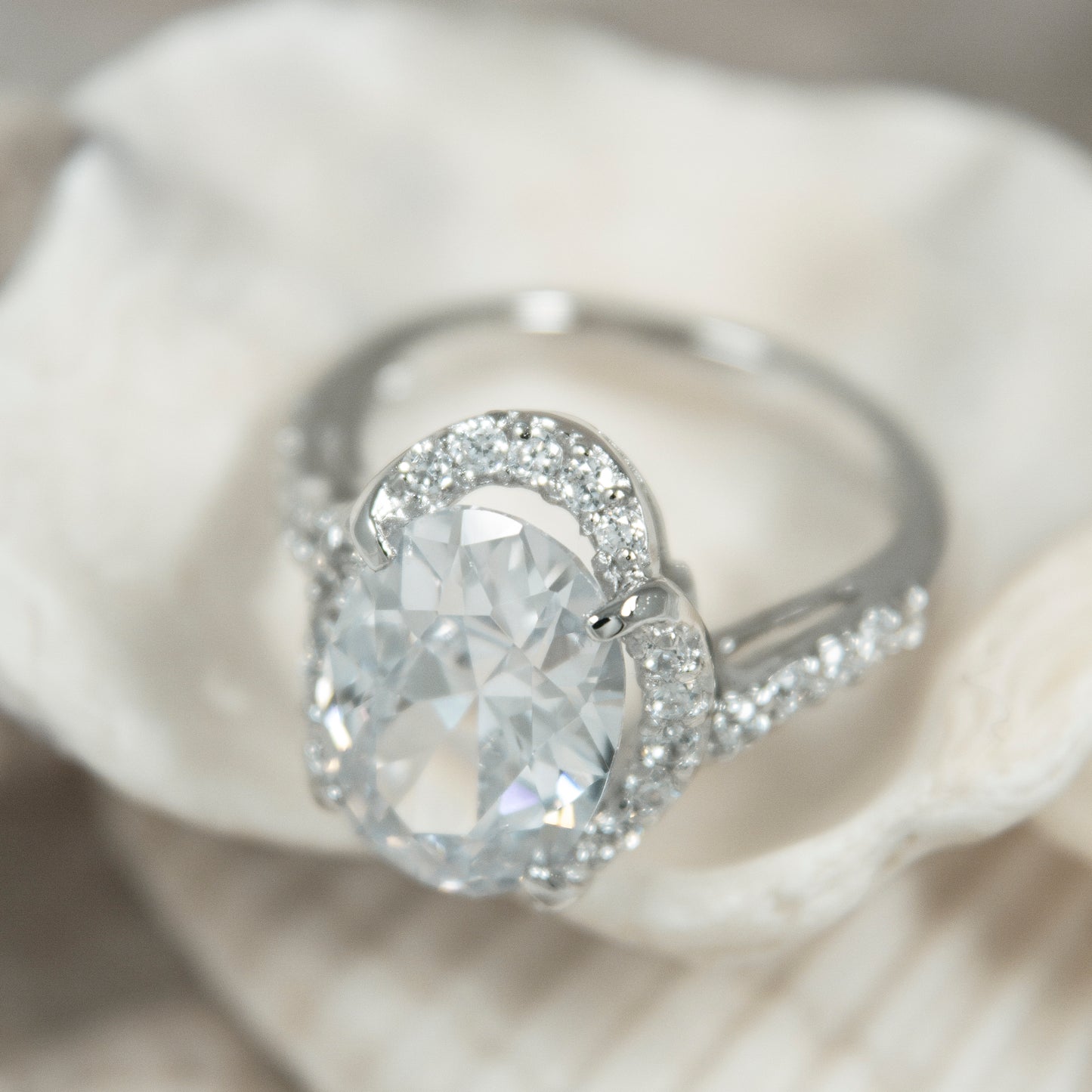 A0997- Modern Large clear AAA cubic zirconia ring