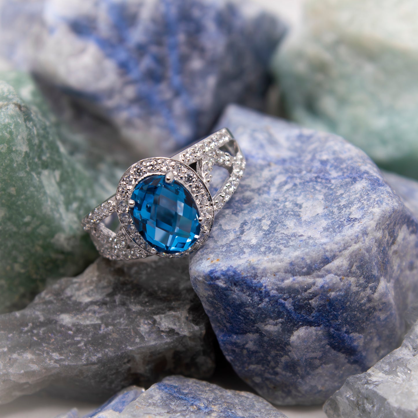 NR2523- Blue Topaz CZ Renaissance Ring