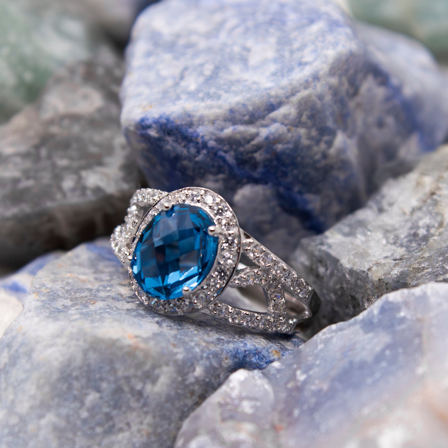 NR2523- Blue Topaz CZ Renaissance Ring