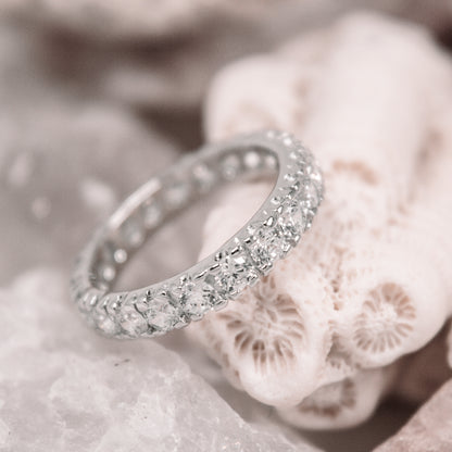 A0282- Sterling Silver Eternity Band with Cubic Zirconia